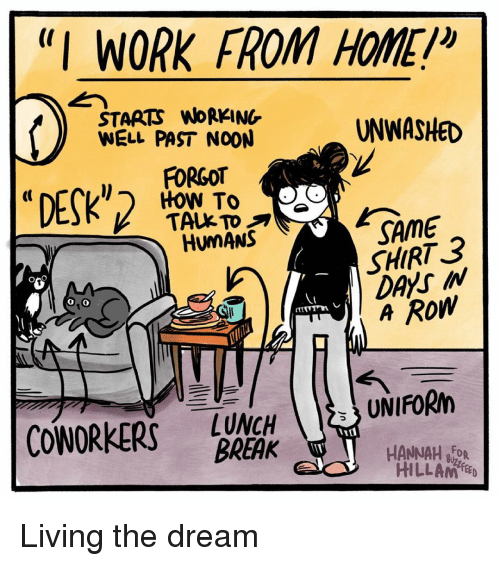 Work from home burnout: cartoon showing bad habits due to working from home